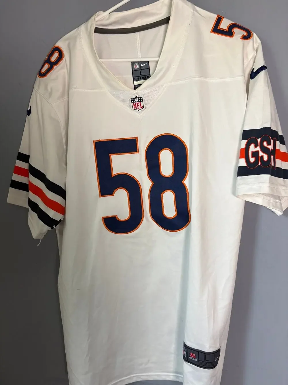 Roquan Smith Chicago Bears NFL Nike Jersey Size L White Navy Orange Stitched